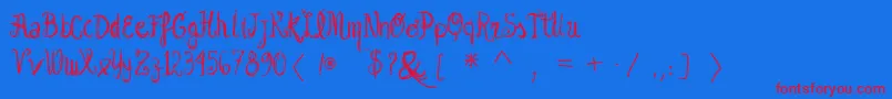 Vtksgarotabonita Font – Red Fonts on Blue Background