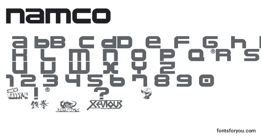 A fonte Namco   (135260) – alfabeto, números, caracteres especiais