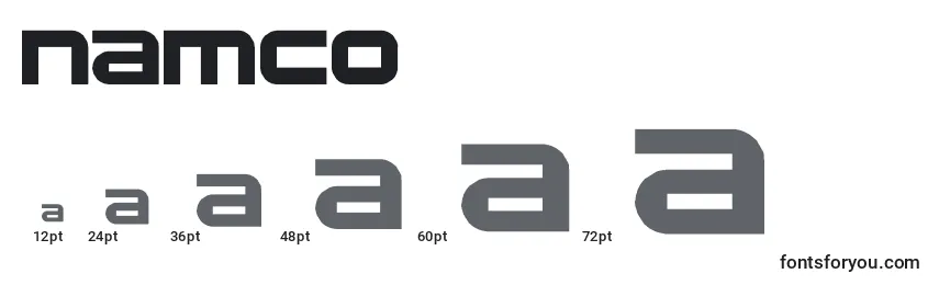 Namco   (135260) Font Sizes