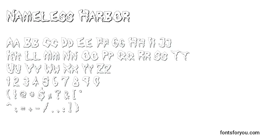 A fonte Nameless Harbor – alfabeto, números, caracteres especiais