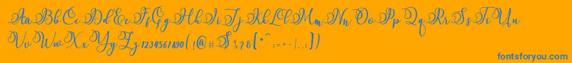 Namilla-Schriftart – Blaue Schriften auf orangefarbenem Hintergrund