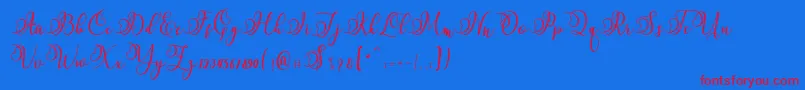 Namilla-Schriftart – Rote Schriften auf blauem Hintergrund