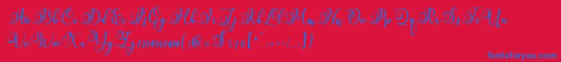 Namilla-Schriftart – Blaue Schriften auf rotem Hintergrund