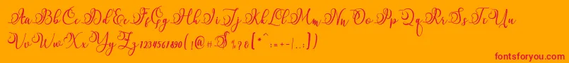 Fonte Namilla – fontes vermelhas em um fundo laranja