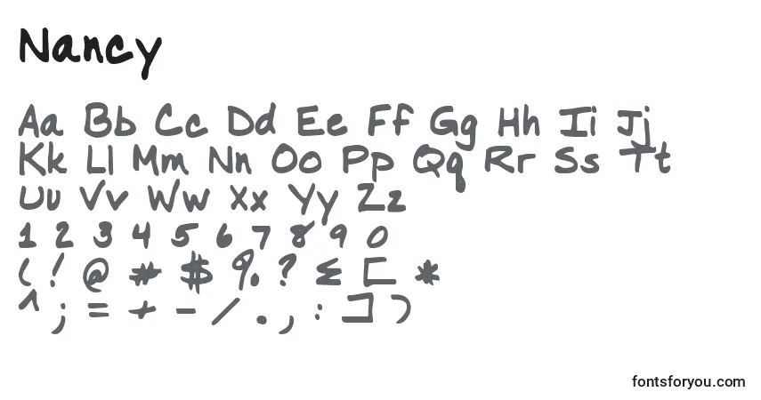 Schriftart Nancy (135268) – Alphabet, Zahlen, spezielle Symbole