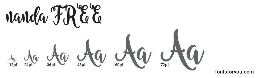 Nanda FREE Font Sizes