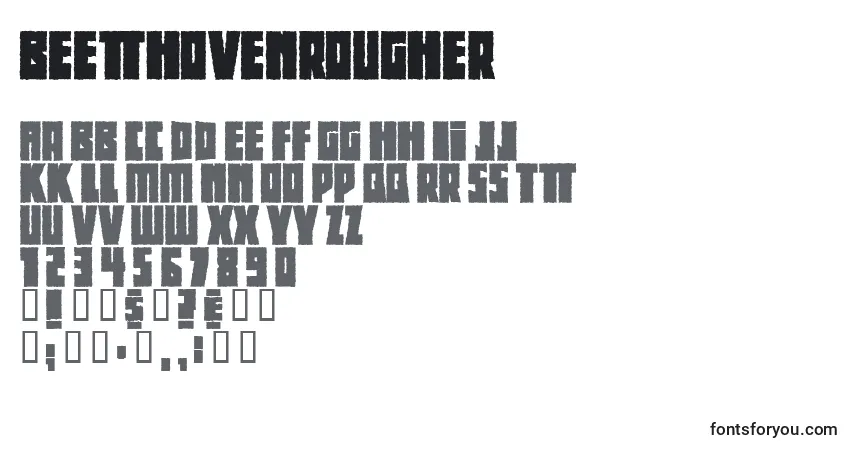 Czcionka Beethovenrougher – alfabet, cyfry, specjalne znaki