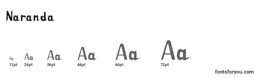Размеры шрифта Naranda
