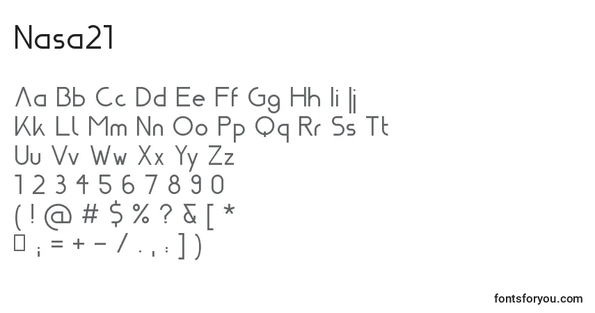 Schriftart Nasa21 – Alphabet, Zahlen, spezielle Symbole