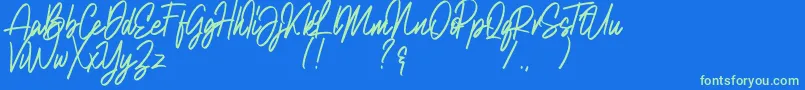 Natalia Rosaline Demo-Schriftart – Grüne Schriften auf blauem Hintergrund