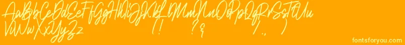 Natalia Rosaline Demo-Schriftart – Gelbe Schriften auf orangefarbenem Hintergrund