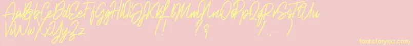 Natalia Rosaline Demo-Schriftart – Gelbe Schriften auf rosa Hintergrund