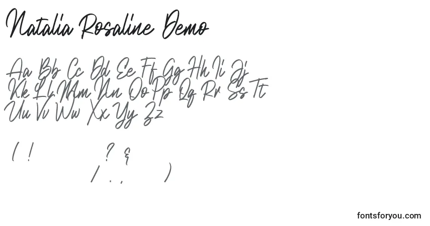 Schriftart Natalia Rosaline Demo (135278) – Alphabet, Zahlen, spezielle Symbole