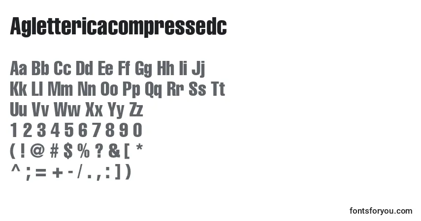 Czcionka Aglettericacompressedc – alfabet, cyfry, specjalne znaki