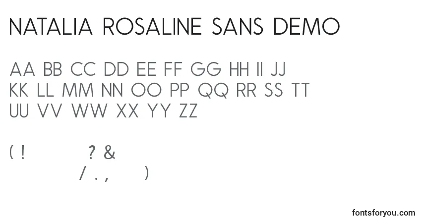 Schriftart Natalia Rosaline Sans Demo (135280) – Alphabet, Zahlen, spezielle Symbole
