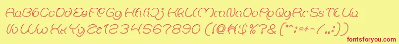 Natalie Hollow Font – Red Fonts on Yellow Background