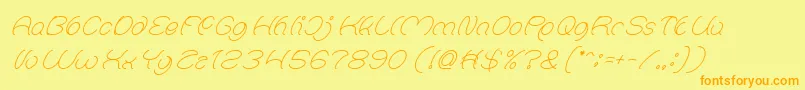 Natalie light-Schriftart – Orangefarbene Schriften auf gelbem Hintergrund