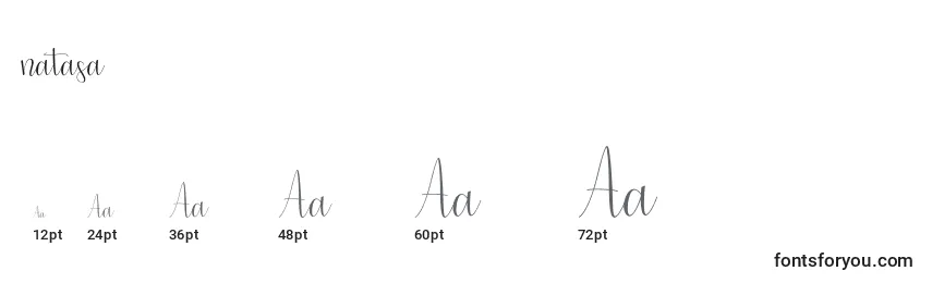 Размеры шрифта Natasa
