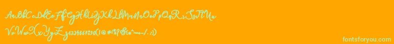 natasha-Schriftart – Grüne Schriften auf orangefarbenem Hintergrund
