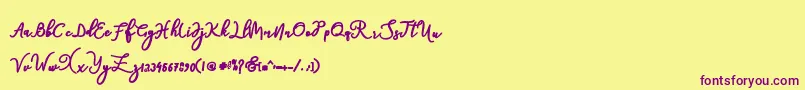 natasha-Schriftart – Violette Schriften auf gelbem Hintergrund