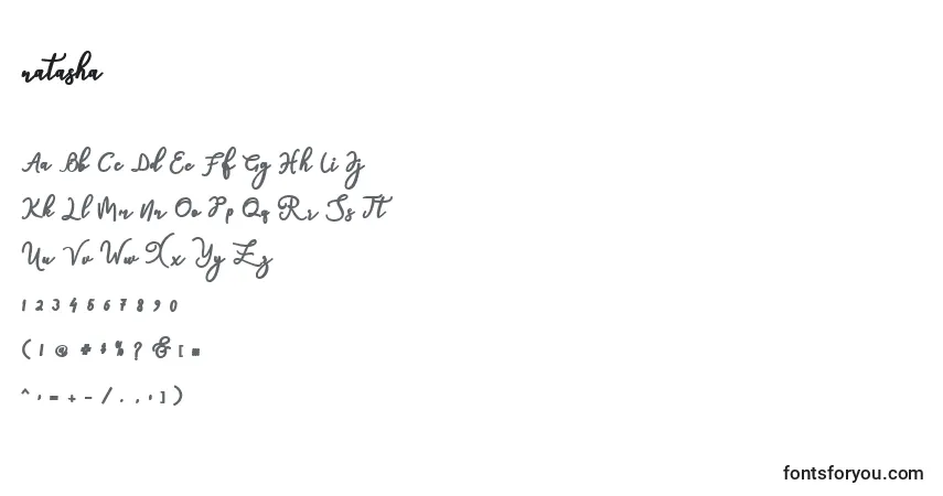 Schriftart Natasha (135288) – Alphabet, Zahlen, spezielle Symbole