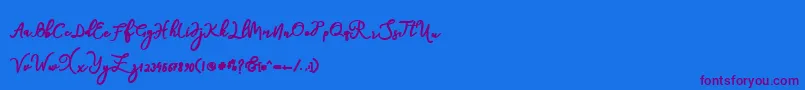 natasha-Schriftart – Violette Schriften auf blauem Hintergrund