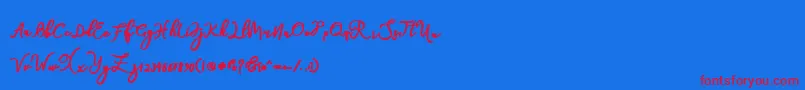 natasha-Schriftart – Rote Schriften auf blauem Hintergrund