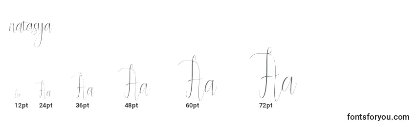 Размеры шрифта Natasya