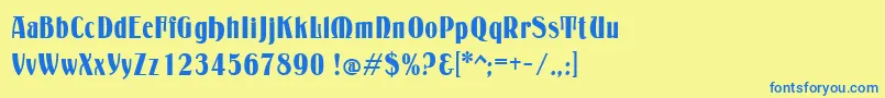 Petrarkaフォントについての詳細 フォントPetrarka – 青い文字が黄色の背景にあります。