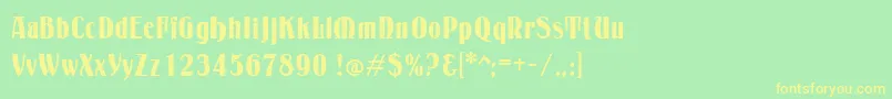 フォントPetrarka – 黄色の文字が緑の背景にあります