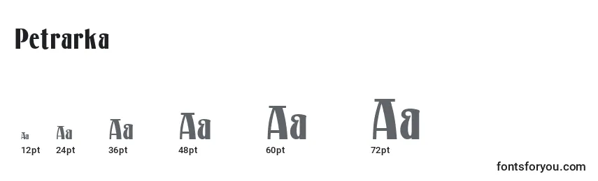 Размеры шрифта Petrarka