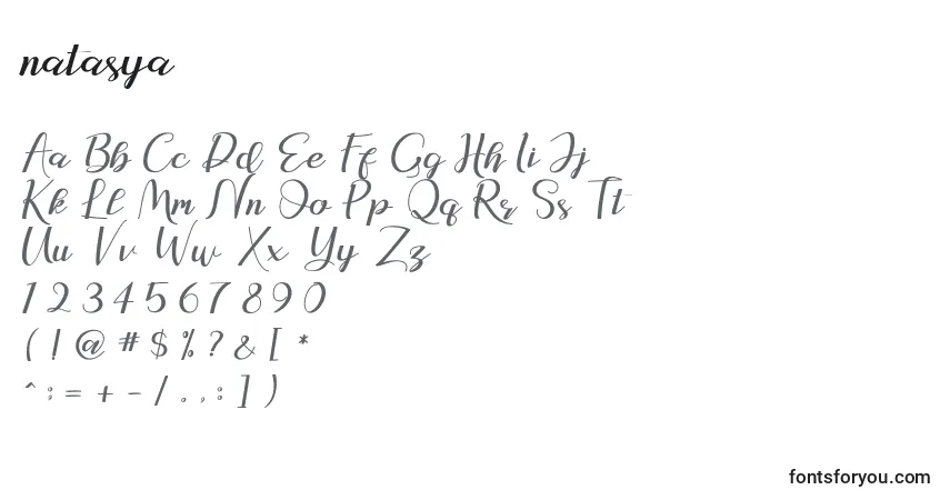 Natasya (135290)-fontti – aakkoset, numerot, erikoismerkit