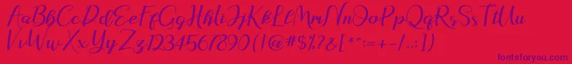 natasya-Schriftart – Violette Schriften auf rotem Hintergrund