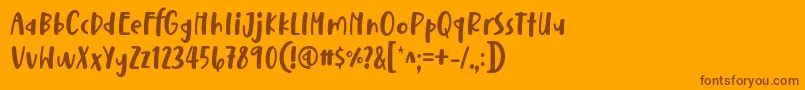 Lisätietoja Nathals Font D by 7NTypes-fontista Nathals Font D by 7NTypes-fontti – ruskeat fontit oranssilla taustalla