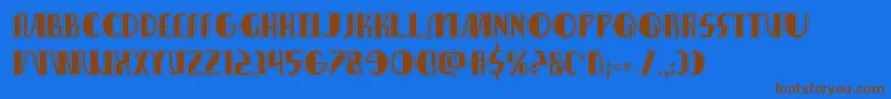 フォントnathanbrazilacad1 1 – 茶色の文字が青い背景にあります。