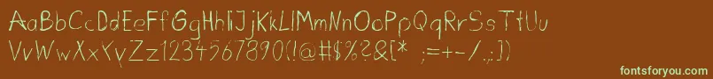 Dirtydeohandink Font – Green Fonts on Brown Background