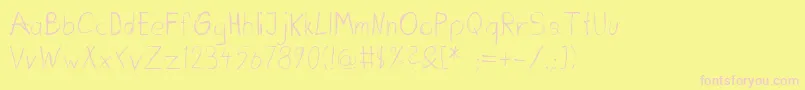 Dirtydeohandink-fontti – vaaleanpunaiset fontit keltaisella taustalla
