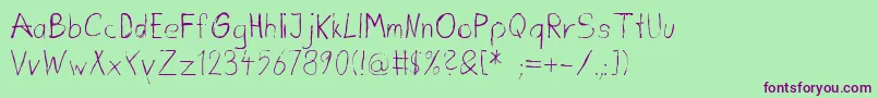 Dirtydeohandink Font – Purple Fonts on Green Background