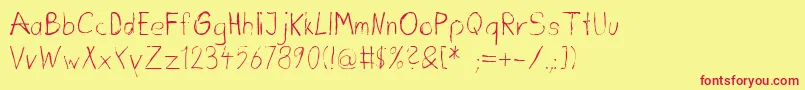 Dirtydeohandink-fontti – punaiset fontit keltaisella taustalla