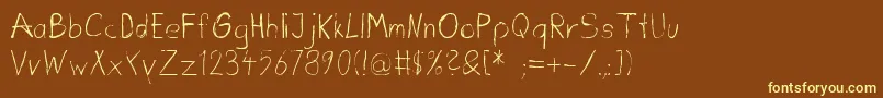 Dirtydeohandink-fontti – keltaiset fontit ruskealla taustalla