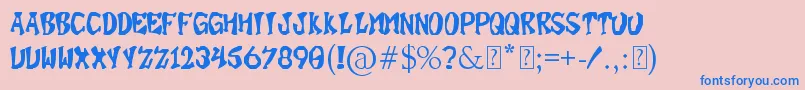 SuperBonus Font – Blue Fonts on Pink Background