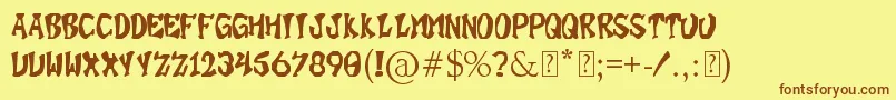 Fonte SuperBonus – fontes marrons em um fundo amarelo