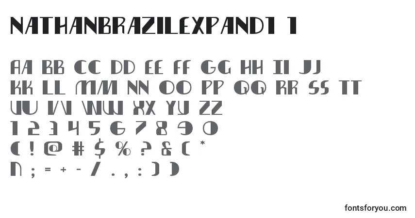 Schriftart Nathanbrazilexpand1 1 – Alphabet, Zahlen, spezielle Symbole