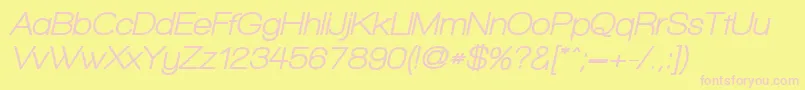 WalkwayObliqueUltrabold-fontti – vaaleanpunaiset fontit keltaisella taustalla