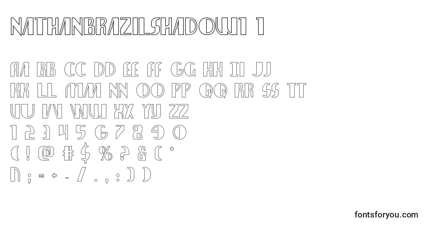 Schriftart Nathanbrazilshadow1 1 – Alphabet, Zahlen, spezielle Symbole