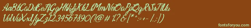 Nathasya Font – Green Fonts on Brown Background