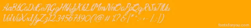 Nathasya-Schriftart – Rosa Schriften auf orangefarbenem Hintergrund