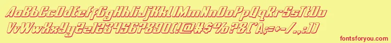 nationalexpress3dital-Schriftart – Rote Schriften auf gelbem Hintergrund
