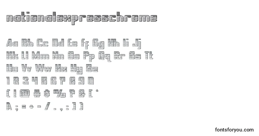Schriftart Nationalexpresschrome – Alphabet, Zahlen, spezielle Symbole