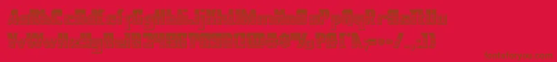 nationalexpresschrome-Schriftart – Braune Schriften auf rotem Hintergrund